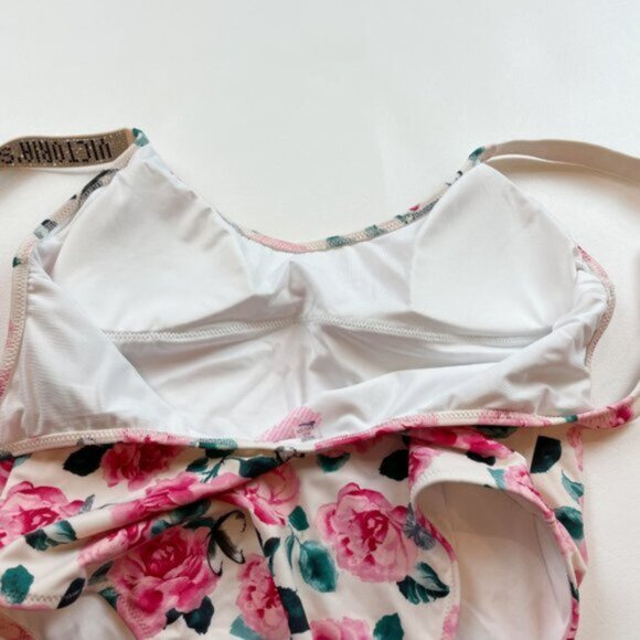 NWOT Victoria's Secret Swimsuit M One Piece Roses Shine Straps Logo Bling - Picture 4 of 5